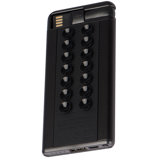 4000 mAh Powerbank with suction cups - black