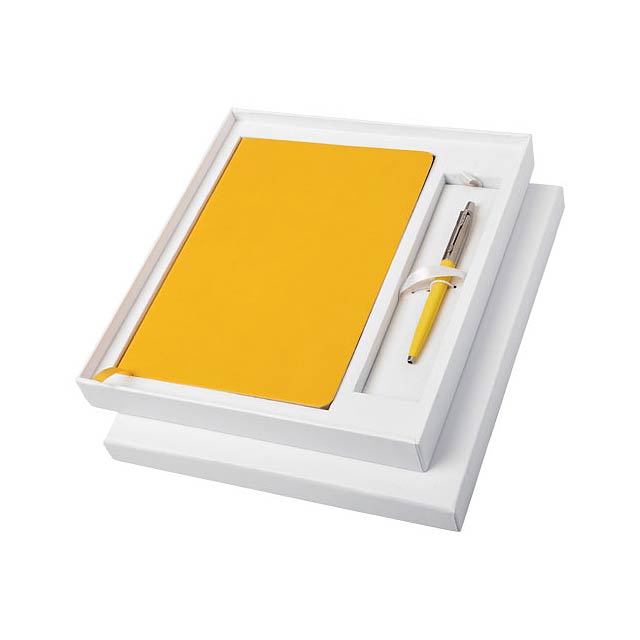 Classic notebook and Parker pen gift set - white