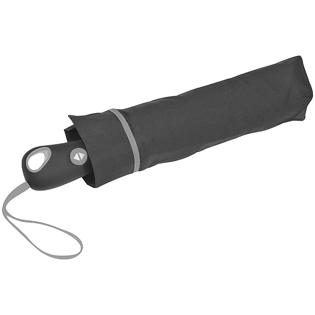 Taschenschirm schwarz mit farbigem Rand, 190T Pongee, Fibre Sklo - Grau