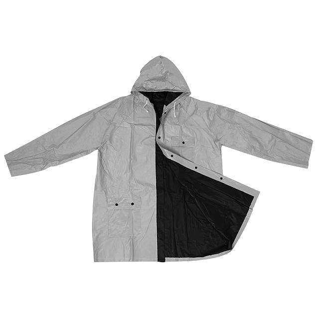 Bicolour reversible raincoat, PVC,XL - black