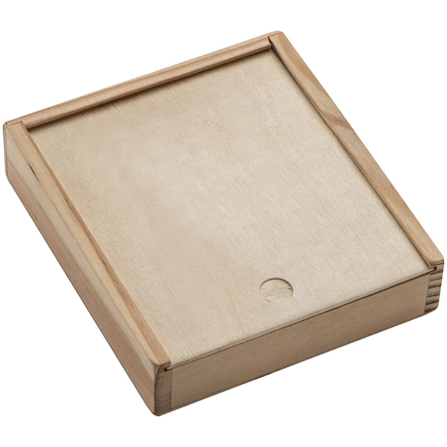 Card and dice game in wooden box - brown