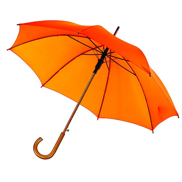 Automatický dřevěný holový deštník  TANGO - oranžová