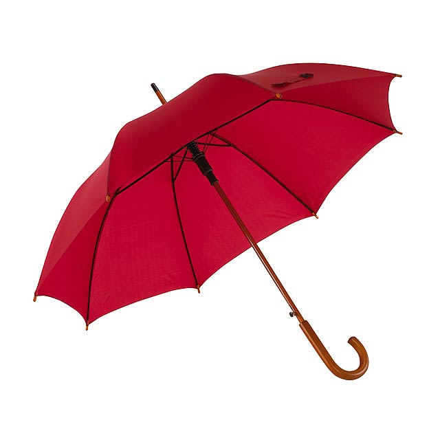 Automatic wooden stick umbrella TANGO - burgundy