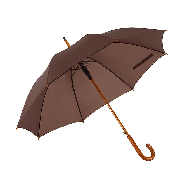 Automatic wooden stick umbrella TANGO - brown
