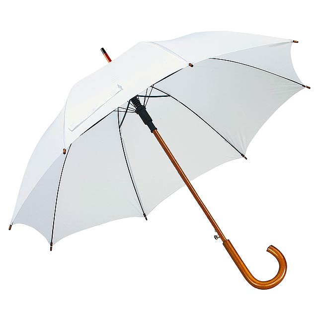 Automatic wooden stick umbrella BOOGIE - white