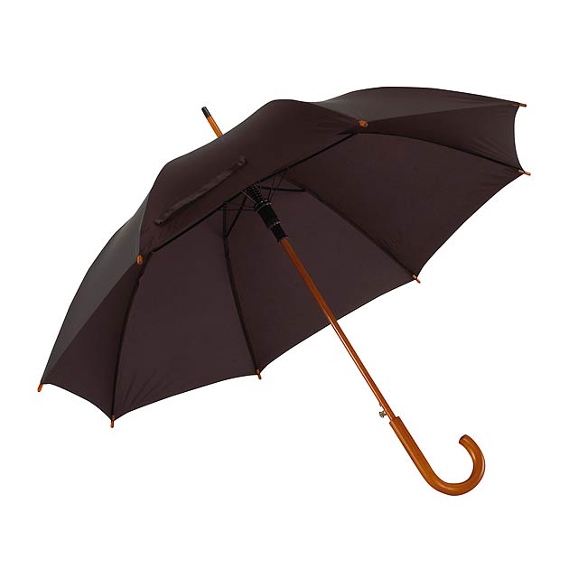Automatic wooden stick umbrella BOOGIE - black