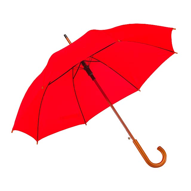 Automatic wooden stick umbrella BOOGIE - red
