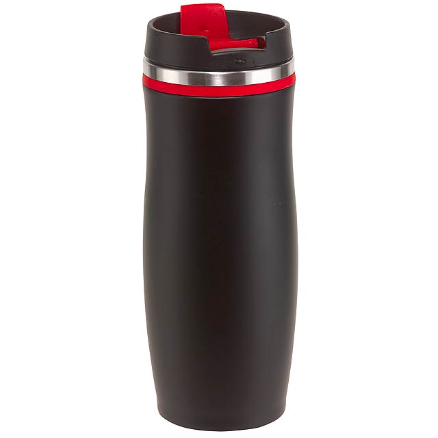 Double-walled travel mug DARK CREMA - red