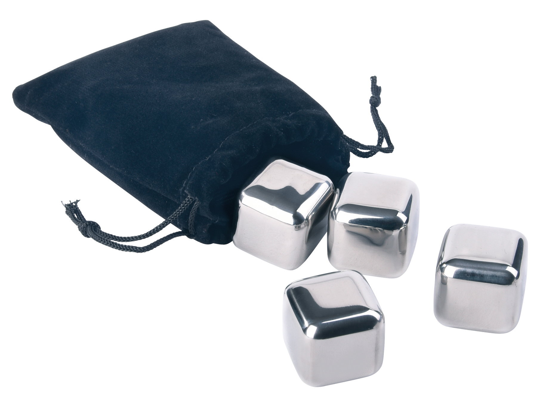 Ice cube set COOLING CUBES in a velvet bag - black