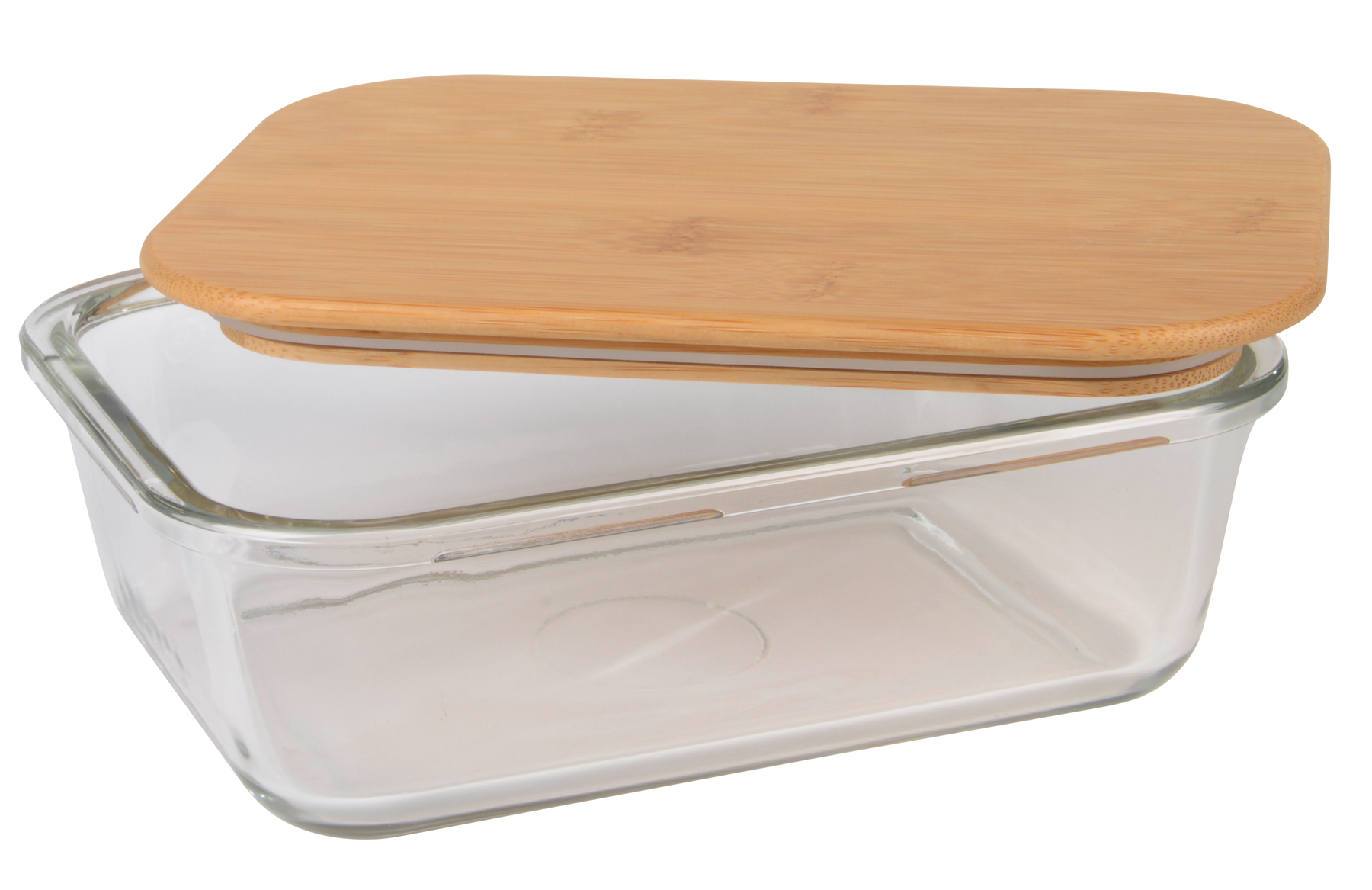 Krabička na oběd ROSILI L; s bambusovým víkem: kapacita cca. 1060 ml, skleněná miska je vhodná do mikrovlnné trouby - hnědá