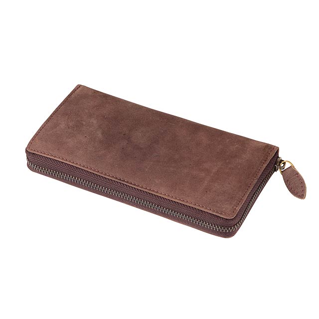 Genuine leather purse LADY - brown