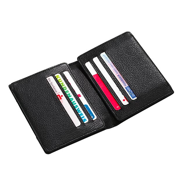Genuine leather credit card wallet WALL STREET - black