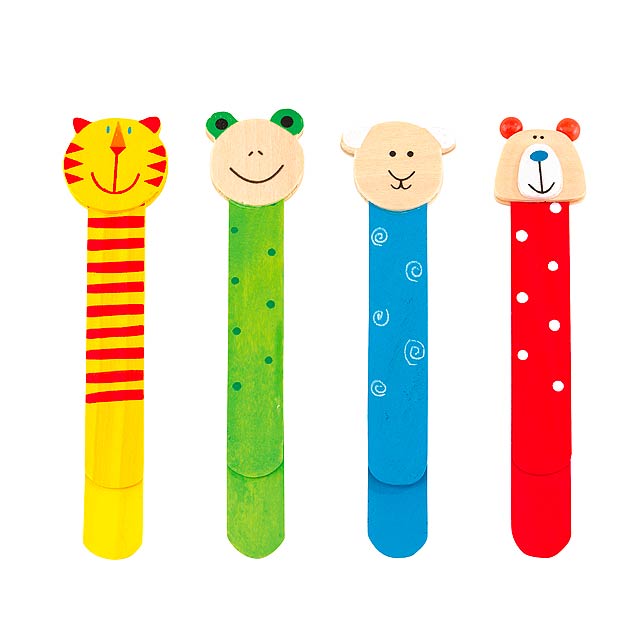 Wooden bookmarks FUNNY ANIMALS 4-times assorted, price per piece - multicolor