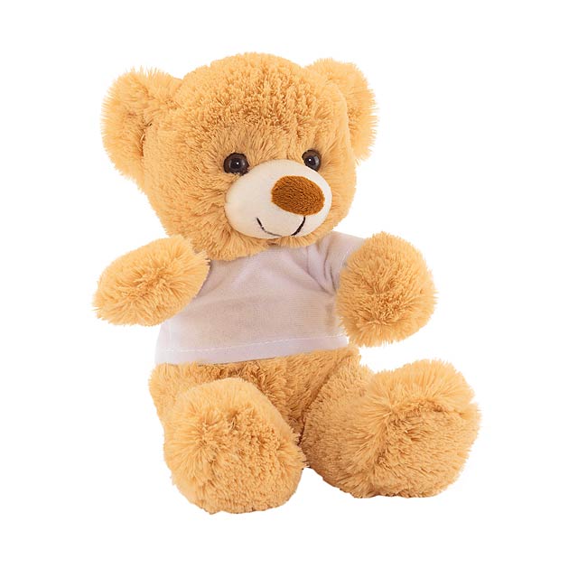 Plush teddy bear ALEXANDERwith white t-shirt (packed separately) - brown