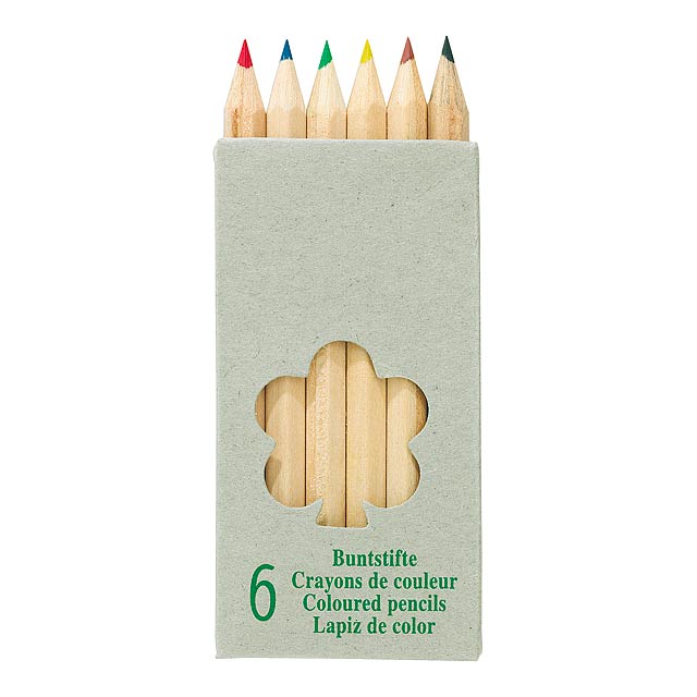 6 short coloured pencils TINY TREE - wood
