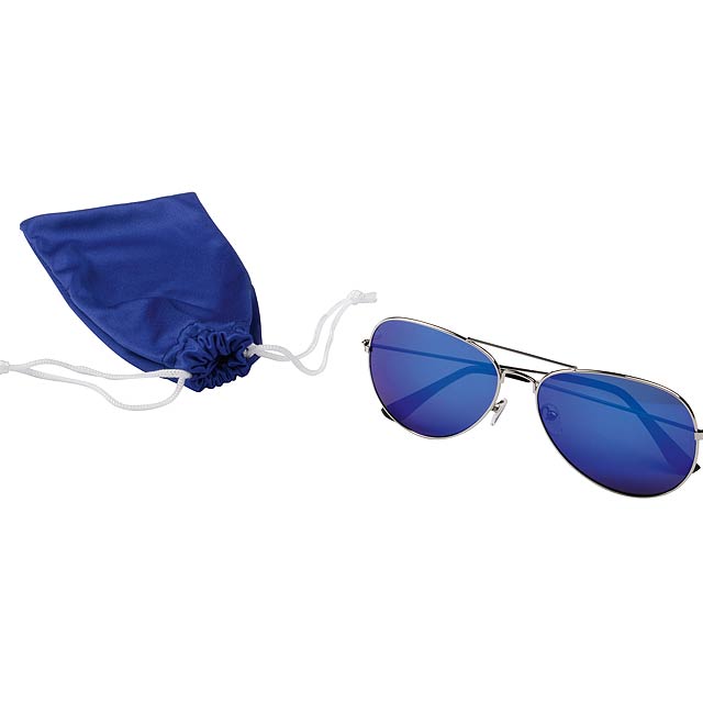 sunglasses in pouch  New Style , blue - blau