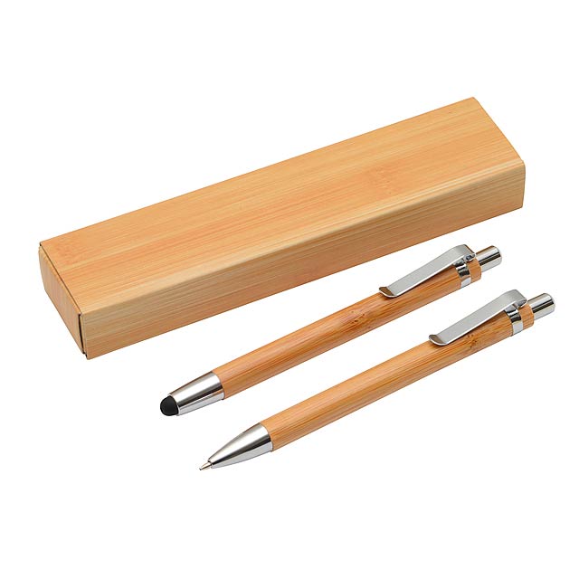 Writing set DOUBLE BAMBOO - brown