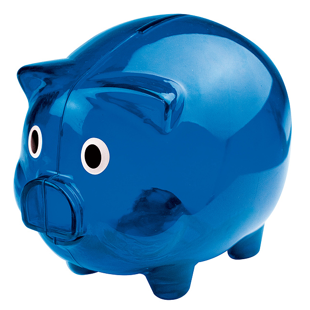 Transparent piggy bank - blue