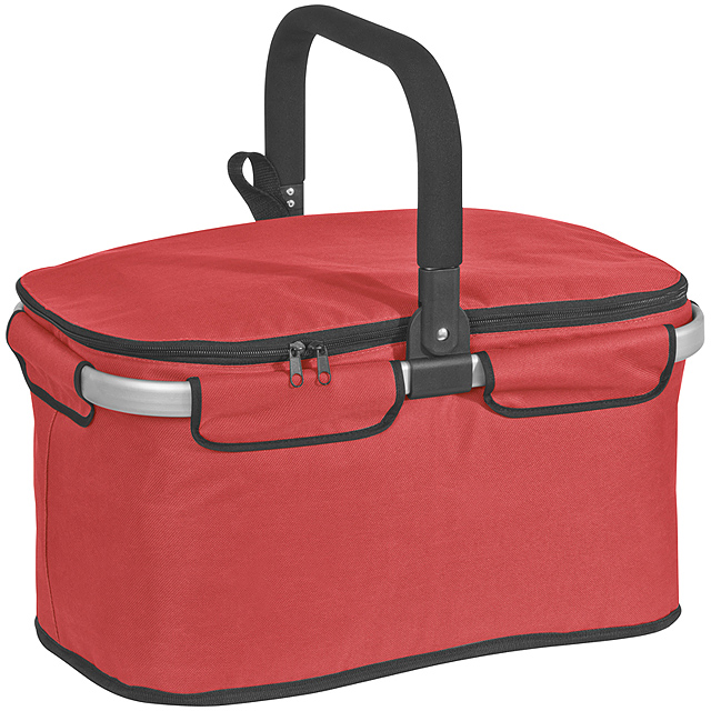 Luxury shopping basket with cooler function - red