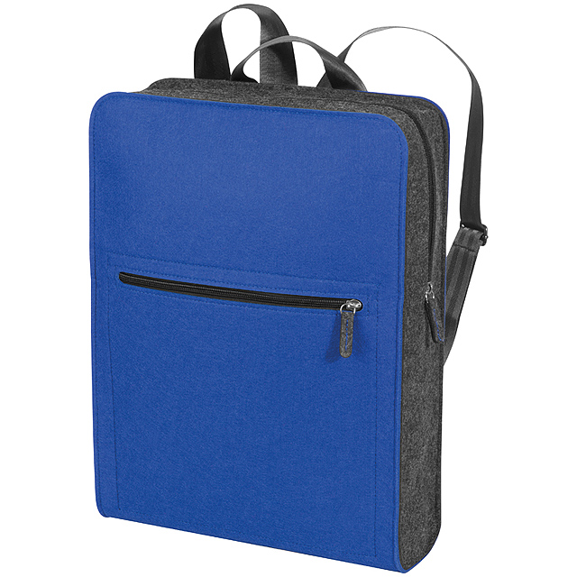 Backpack made of felt material with a colour accent - blue