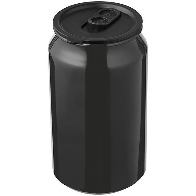 Can shaped drinking tin - metallic look - black