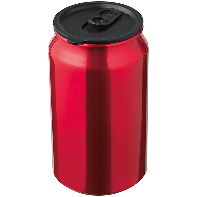 Can shaped drinking tin - metallic look - red