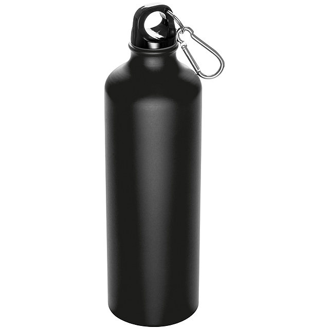 Trinkflasche mit Karabinerhaken, 800ml - schwarz