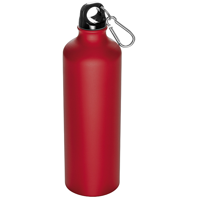 800ml Drinking bottle with snap hook - red