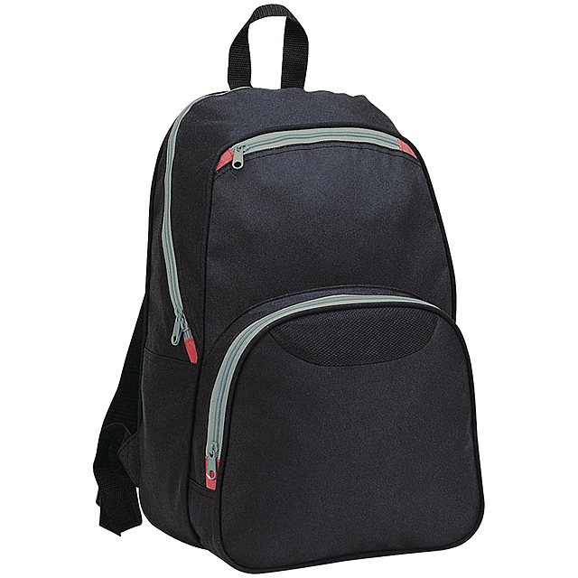 Black polyester backpack - black