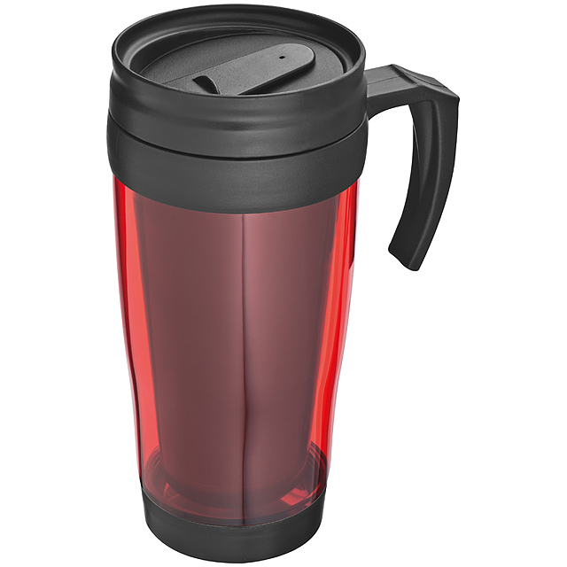 Plastic thermal travel mug – 0.4 l - red