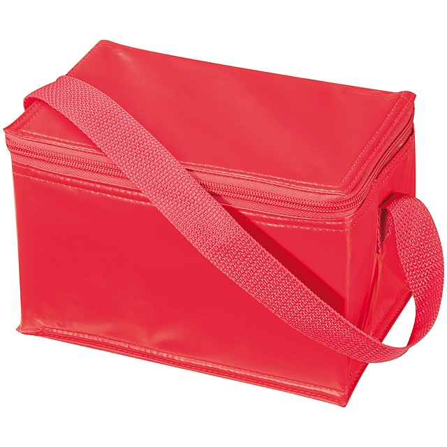 Mini polyester cooler bag for 6 cans - red