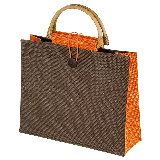 Jute bag with bamboo grip - orange