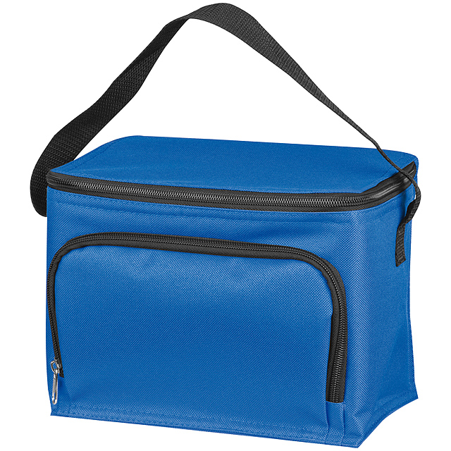 210D polyester cooler bag with front compartment - blue