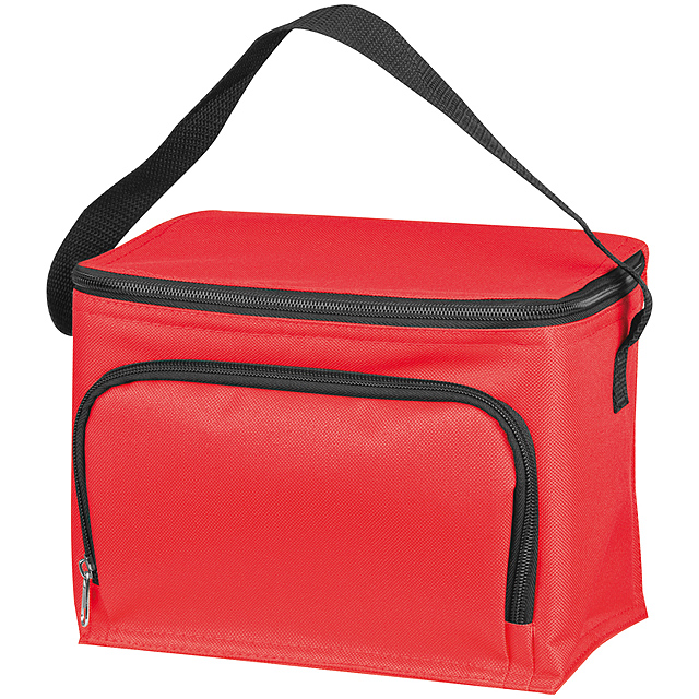 210D polyester cooler bag with front compartment - red