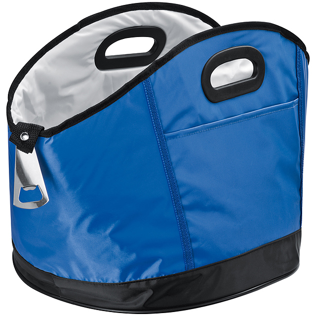 Big round cooler bag with bottle opener - blue