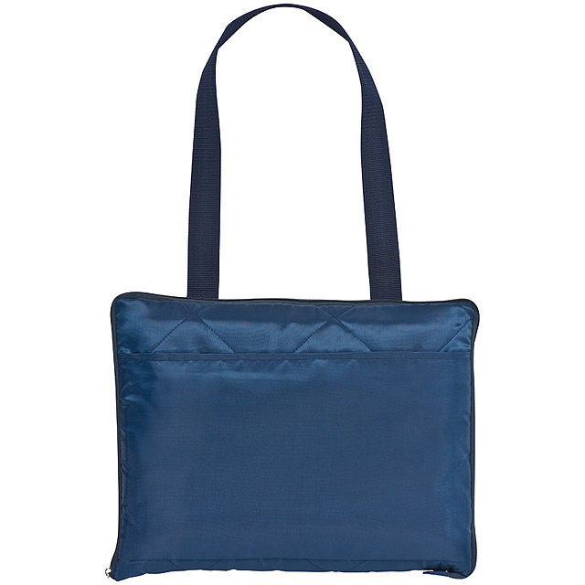 Polyester shoulder bag with an integrated picnic blanket - blue