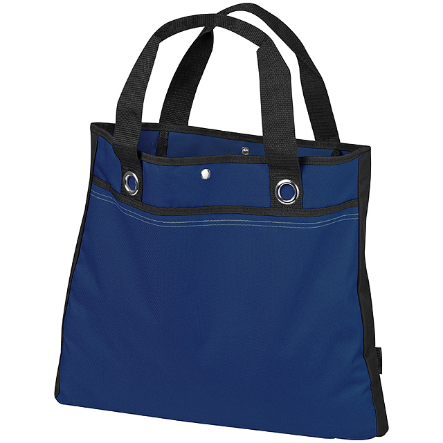 Einkaufstasche mit schwarzen Henkeln - blau