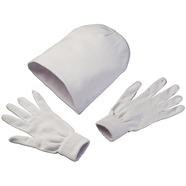Čepice a rukavice - bílá