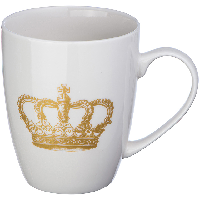 Cup with crown print - white