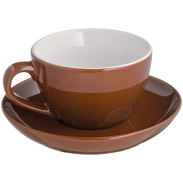 Coffee cup with saucer - brown