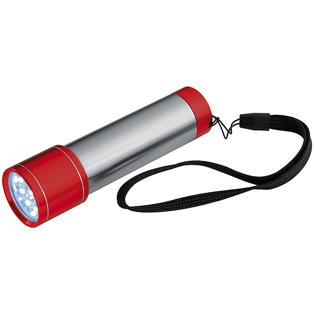 Stainless steel torch with coloured  endings - red