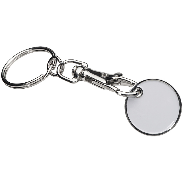 Keyring with shopping coin - white