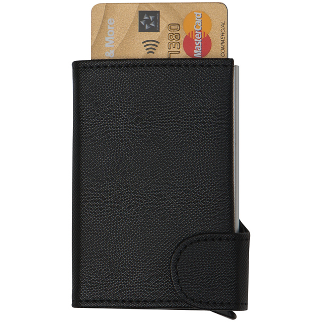Leather wallet with RFID protection - black