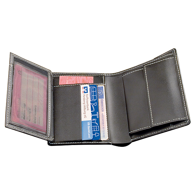 Skládací peněženka z kůže - černá