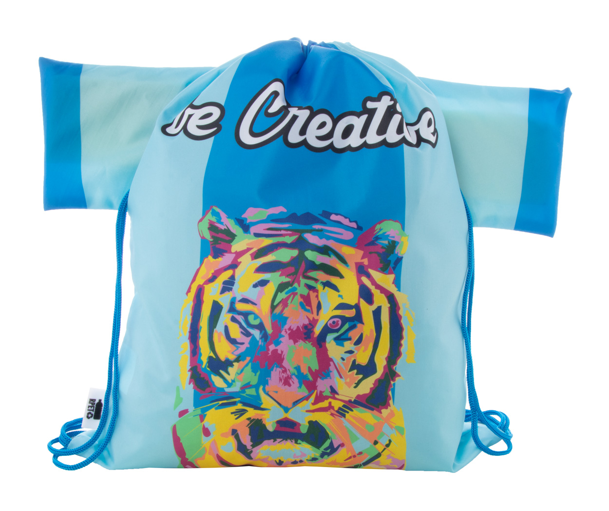 Custom made CreaDraw T RPET drawstring bag - blue