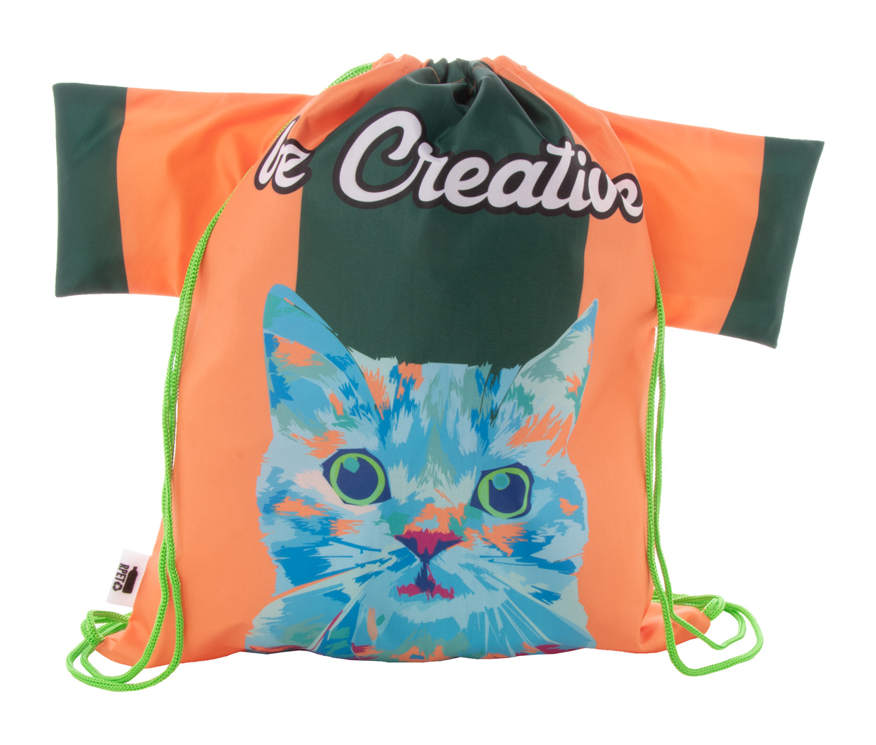 Custom made CreaDraw T RPET drawstring bag - green