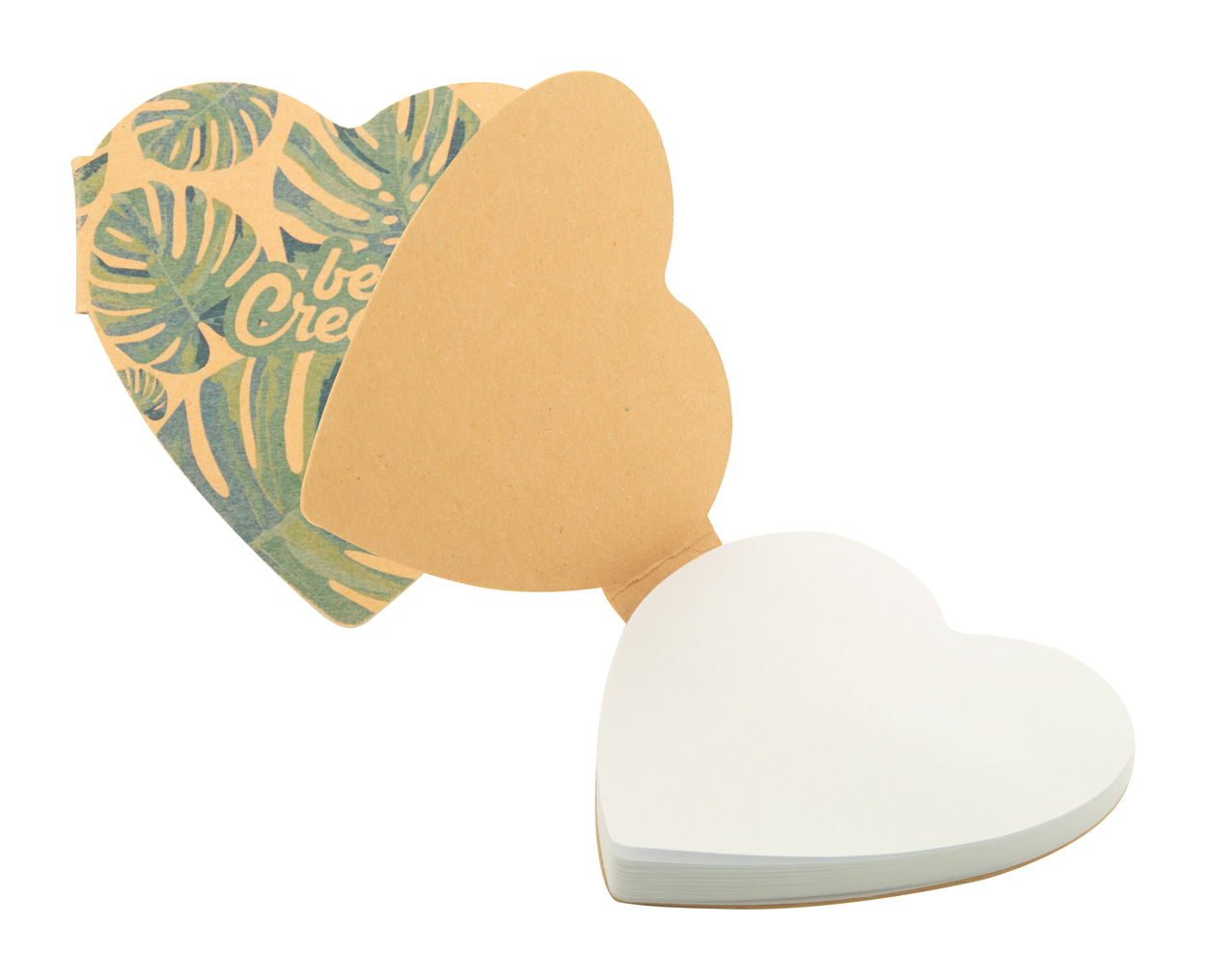 CreaStick Heart Eco notepad with custom-made self-adhesive notes - beige