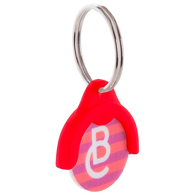 Token - trolley coin keyring - red