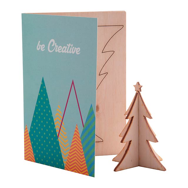 CreaX Christmas card, tree - beige