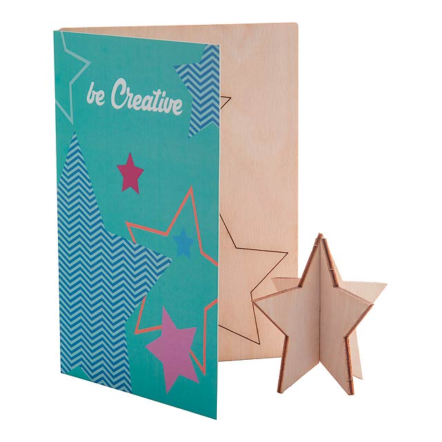 CreaX Christmas card, star - beige